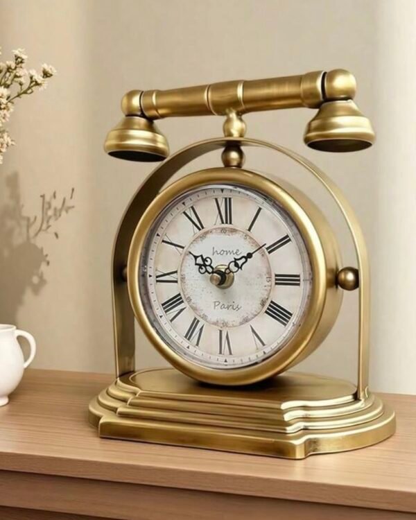 Vintage iron desk clock, European retro style
