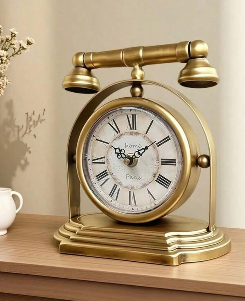 Vintage iron desk clock, European retro style