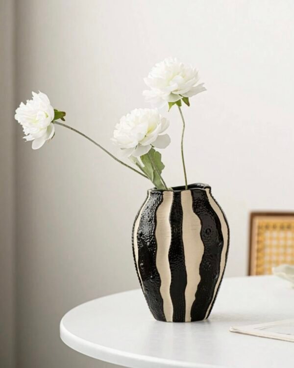 Ceramic vase with vertical stripes
